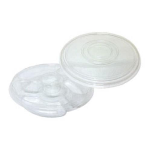 10" Clear PET 3-Compartment Platter With Lid