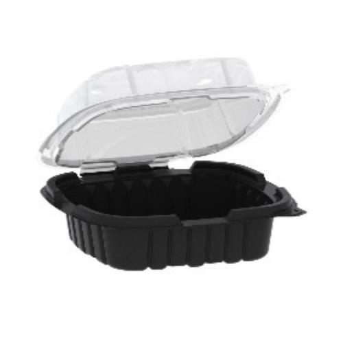 Crisp Food Black Base/Cl Lid Hinged Cont PP 6X6
