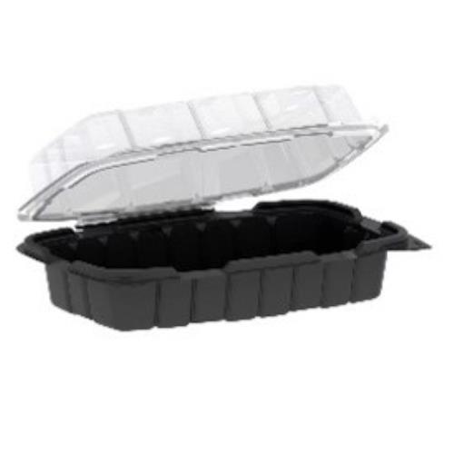 Hingd Container Ventd PP 9X6 Black Base/Clear Lid