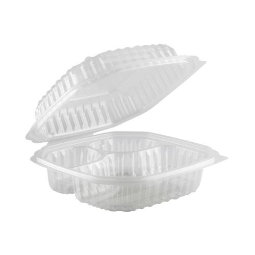 CULINARY LITES 8X8 HINGED 3-CMPT PP CLEAR