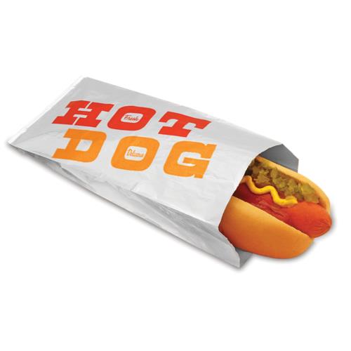 Hot Dog Bag Laminated Foil 3.5X1.5X8.5 Red/Orange