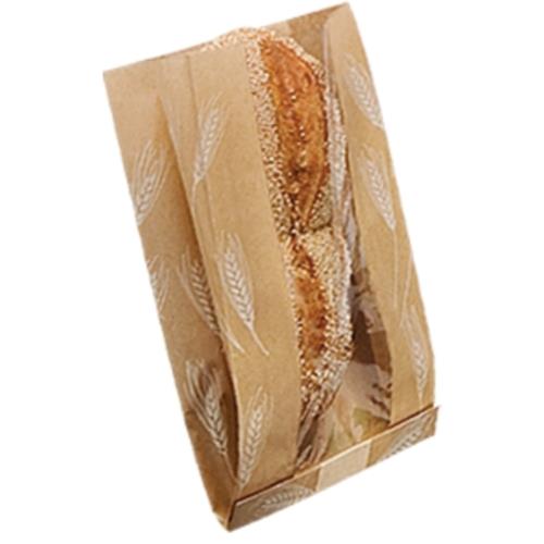 WHEAT DESIGN BREAD BAG KRAFT 8X3-1/2X12-3/4