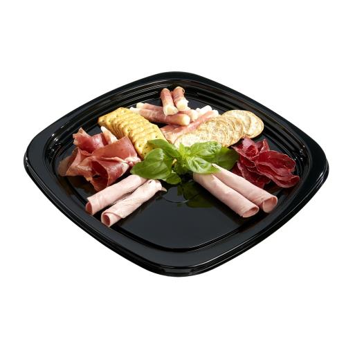 SQUARE PARTY TRAY PETE 14.894X14.894X1.0 BLACK