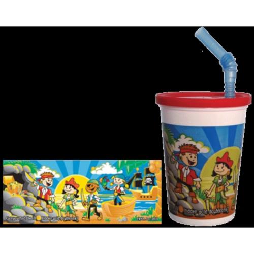PIRATE TRI-PACK CUP/ LID/STRAW P/P 12-OZ