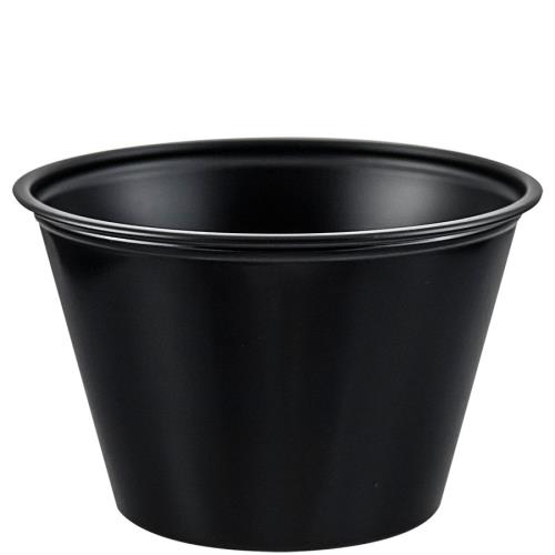 SOUFFLE CUP PLASTIC 4-OZ BLACK