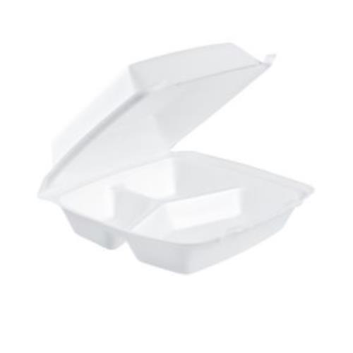 Container Removable Hinge Lid Foam 8.4X7.9X3.3 White