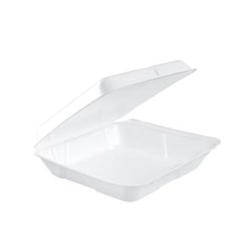 7" Hinged Container Foam Small Single Compartment White