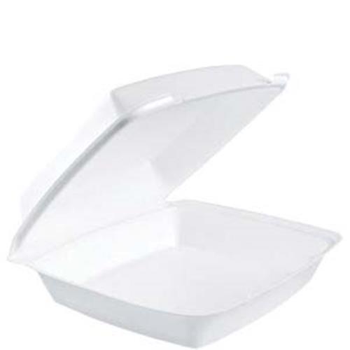 10.3" x 9.5" x 3.5" XL White Foam - Extruded Polystyrene Insulated Container with Hinged Lid