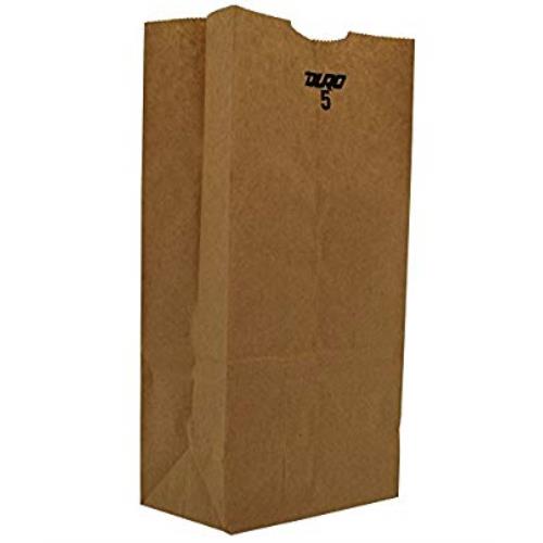 5-LB Grocery Bag 35# Kraft Recycled 5.25X3-7/16X10-15/16