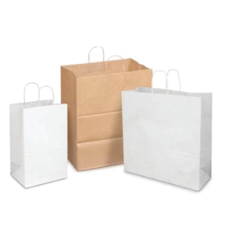5.25" x 3.25" x 8.38" White Virgin Paper Gem Stock Shopping Bag