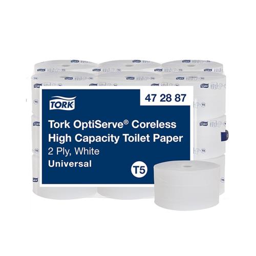TORK OPTISERVE HIGH CAPACITY CORELESS TOILET PAPER WHITE T5