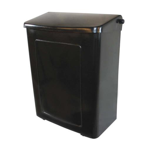 10.62" x 9" x 4.62" Black Plastic Sanitary Napkin Receptacle