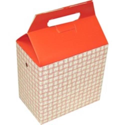 8" x 5" x 8" Red Plaid Carton Box