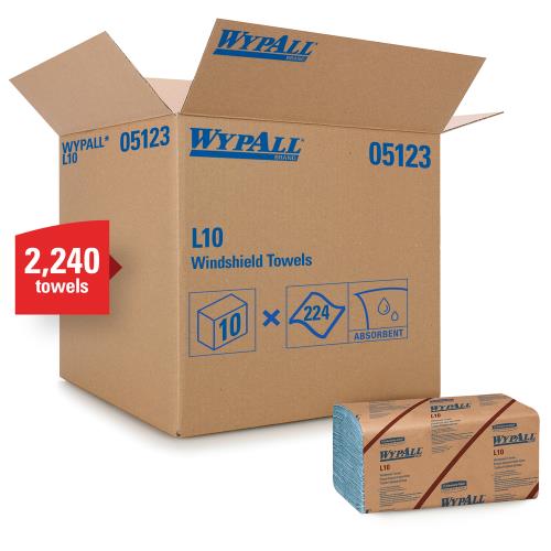 Wypall L10 Windshield Towels 1-Ply 9.1X10.25 Blue