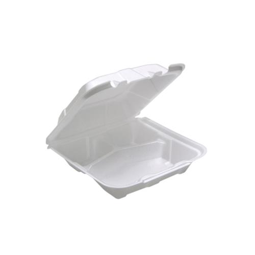 Compartment Hinged Container, White, 8.42" x 8.15" x 3", 1/CS/150