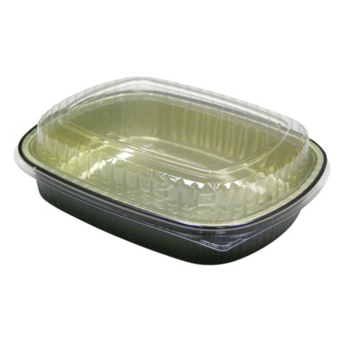 Y6710WPSFG SM CARRY OUT TRAY & DOME ALUM 9X7X1.75 BLACK/GOLD