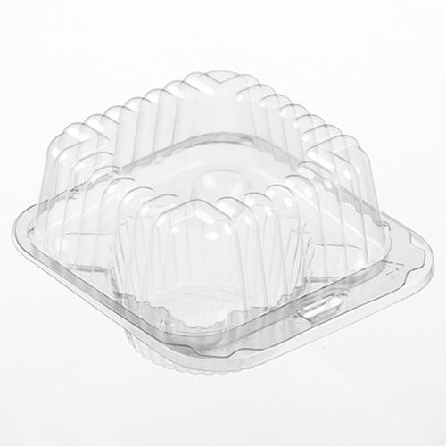 SGL MUFFIN CONTR HINGED PET 5.5X5X3-7/16 CLEAR