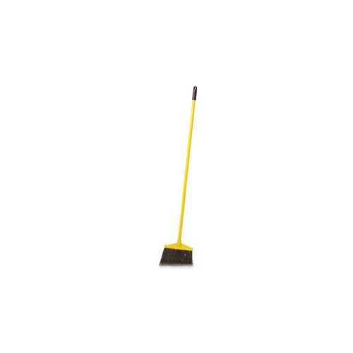 10.5" Angle Broom, Vinyl-Coated Metal Handle, Flagged Polypropylene Fill, Gray