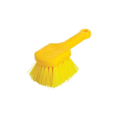 8" Utility Brush, Plastic Handle, Synthetic Fill, Yellow