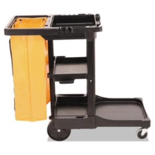 Janitor Cart Black With 1966719 Yellow Vinyl Bag