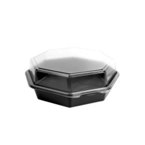 OCTAVIEW HINGED 1-CMPT P/S 9" DEEP BLACK/CLEAR