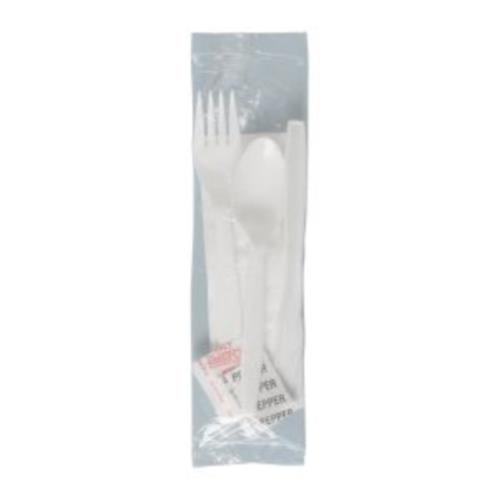 Cutlery Kit FK,KN Tsp P/P 9X13 Nap Salt/Pep White