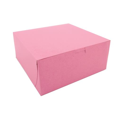 9" x 9 x 4" Pink Paperboard Non-window Bakery Box