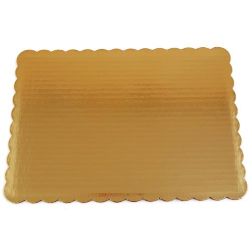 C-Flute Corrugate Single Wall Scalloped Cake Pad, Gold, 14" x 10"
