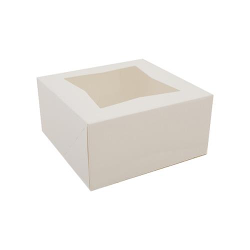 Paperboard Window Bakery Box, White, 10" x 10" x 5"