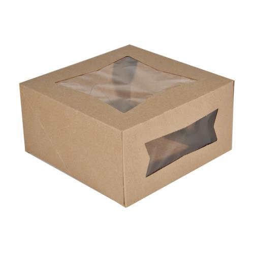 10" x 10" x 5" Kraft Paperboard Window Bakery Boxes