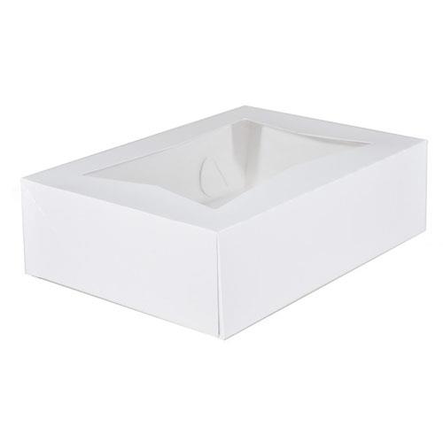 Paperboard Window Bakery Boxes, White, 14" x 10" x 4"