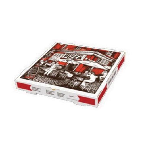 PIZZA BOX B-FLUTE 14" WHITE STOCK PRINT