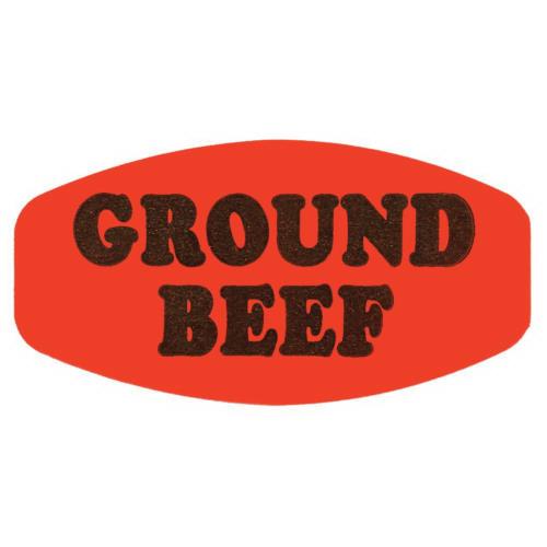 SM GROUND BEEF RED/GLO LABEL OVAL 1M/RL