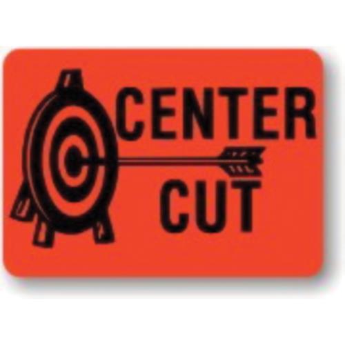 Center Cut Label Red Flourescent Short Oval