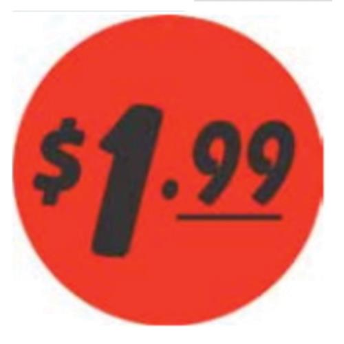 1.5" dia. $1.99 Bullseye Label