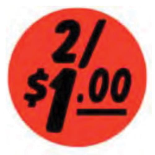 Bullseye Label 1.25" Circle Red Fluorescent