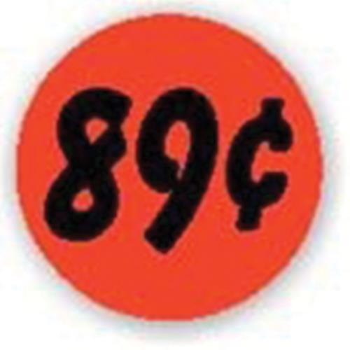 1.25" dia. Red 89¢ Promotional Bullseye Label