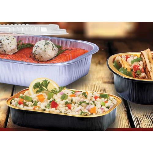 Gourmet To Go Entree Aluminum Large 72-OZ Black/Gold