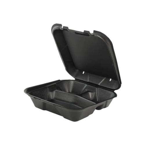 SNAPLOCK 3-CMPT HINGED CONTR 9X9X3 BLK VENTED