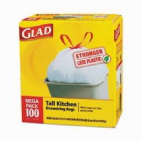 Glad Drawstring Tall Kitchen Trash Bag 13-GAL White