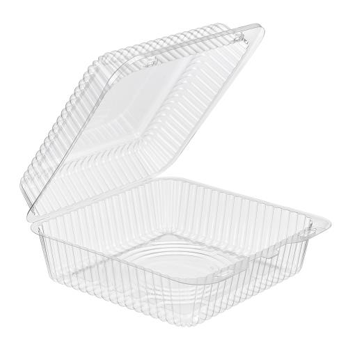 Hinged Carryout Container PET 8.25X8.75X3.5 Clear