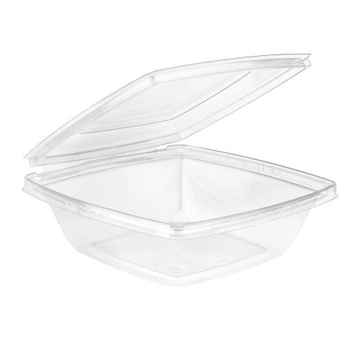 PAGODA BOWL HINGE FLAT LID PET 32-OZ 7.68X7.49X2.42