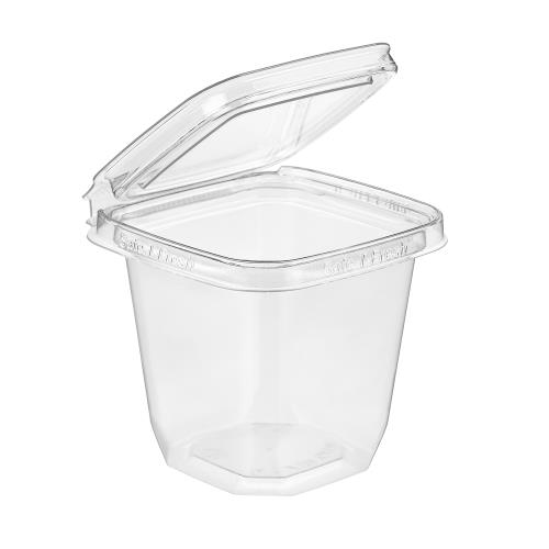SAFE-T-FRESH SNACKERS HINGED CONTR PETE 8-OZ CLEAR