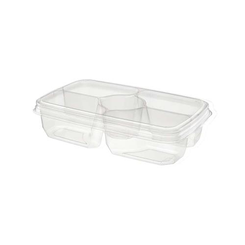 Compartment 2 Piece Tray With Dip Cup, Clear, 56 oz, 11" x 7"