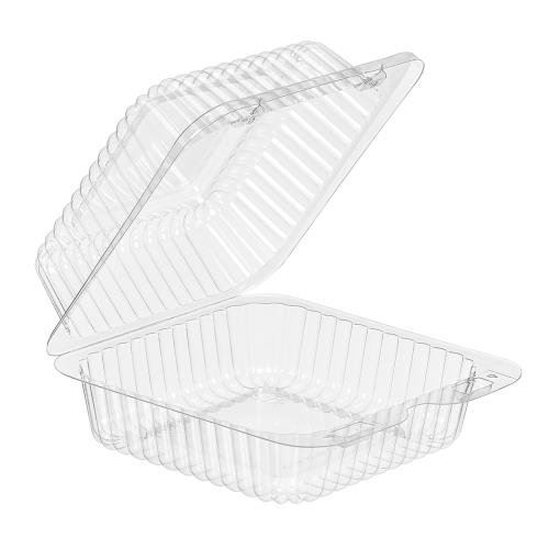 Hinged Deli Container PETE 22-OZ 5-1/8X5-1/8X2-5/8 Clear