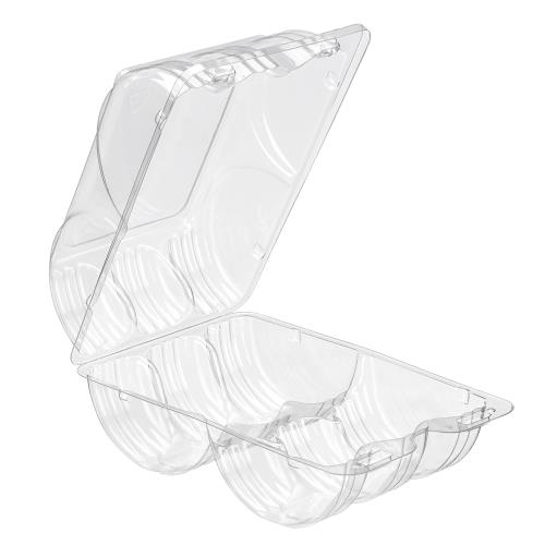 6-CT Donut Hinged Cont Plastic 8.25X5X3.25 Clear