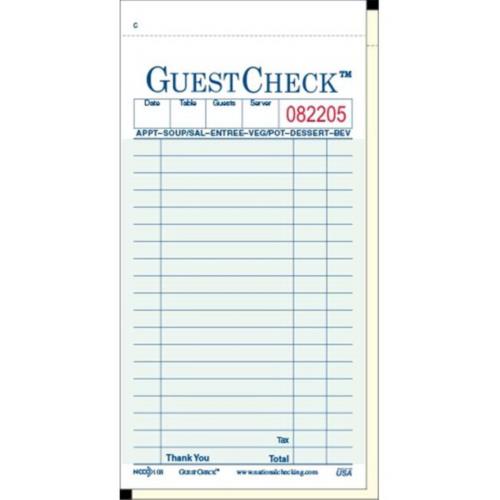 Guest Check Nocarb 2-Pt 19-Line 3.4X5.63 Green