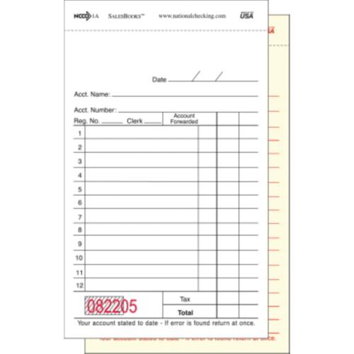 SALESBOOK NOCARB 2-PART 12-LINE 3.5X5.63 WHITE