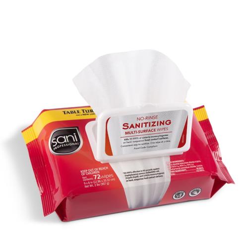 No Rinse Sanitizing Wipes Polyester 9X8 White