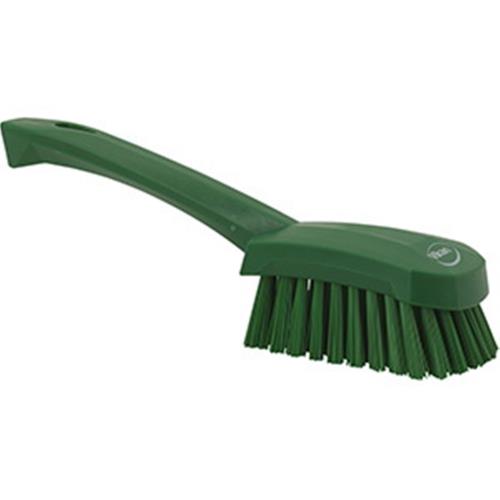 9.8" x 2.6" x 2.6" Green Polypropylene Block Polyester Bristle Short Handle Scrub Brush
